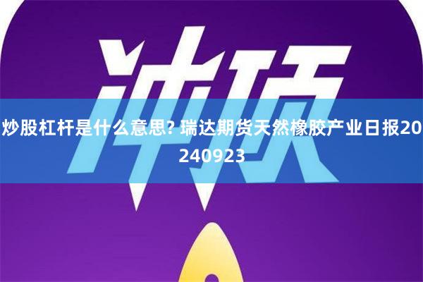 炒股杠杆是什么意思? 瑞达期货天然橡胶产业日报20240923