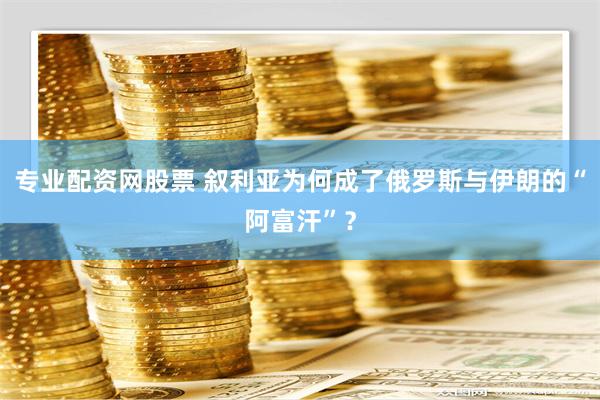 专业配资网股票 叙利亚为何成了俄罗斯与伊朗的“阿富汗”？